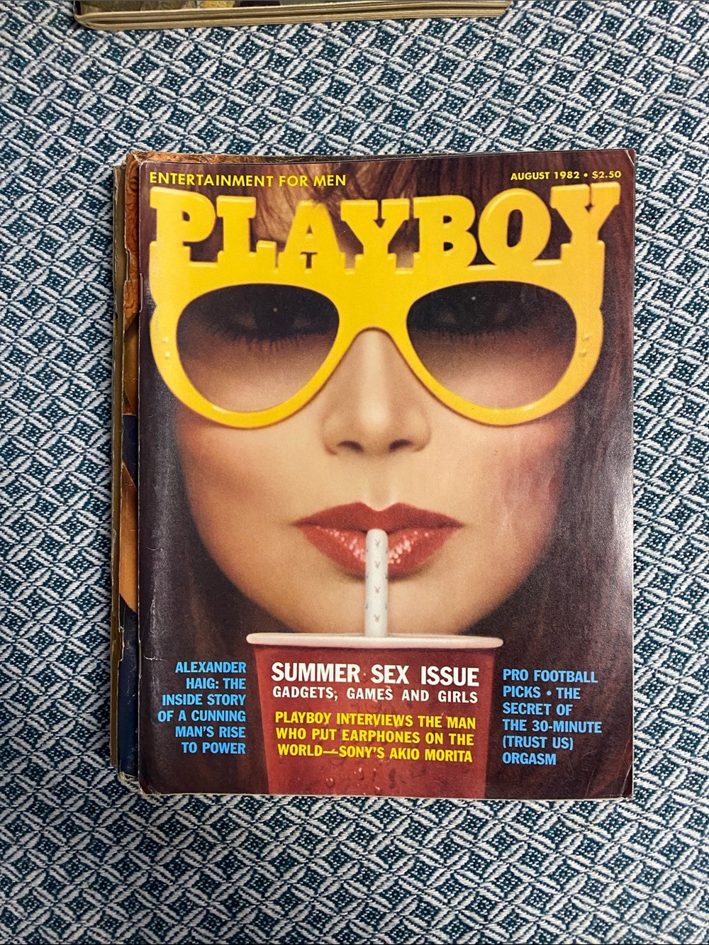 1982 PLAYBOY Cover with Yellow Sunglasses and Red Lips